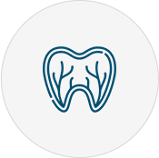 Icon of a tooth in blue with no background